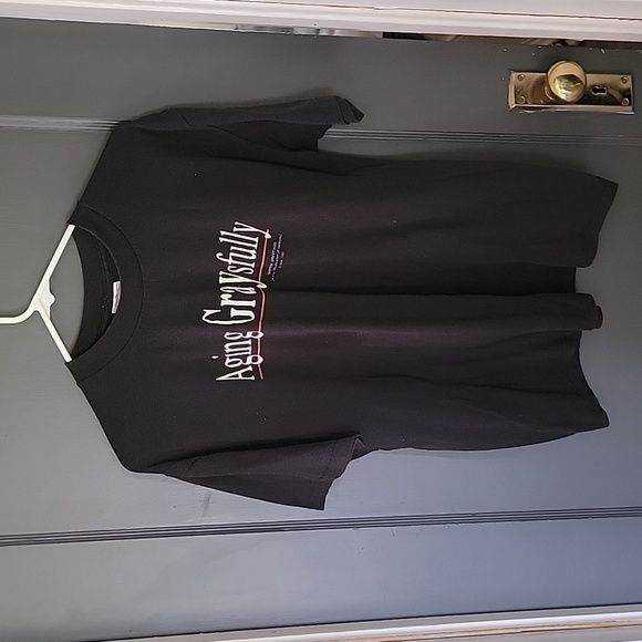 Aging Graysfully Old Person T Shirt Adult L Black Pun Funny Vintage 90s - Picture 1 of 4